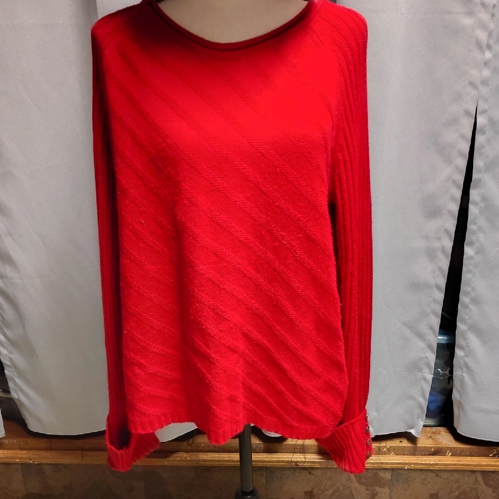 Vibrant Red Long Sleeve Women's Top